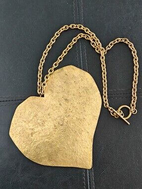 Rare Signed Sonia Rykiel Paris Big Love Heart Necklace